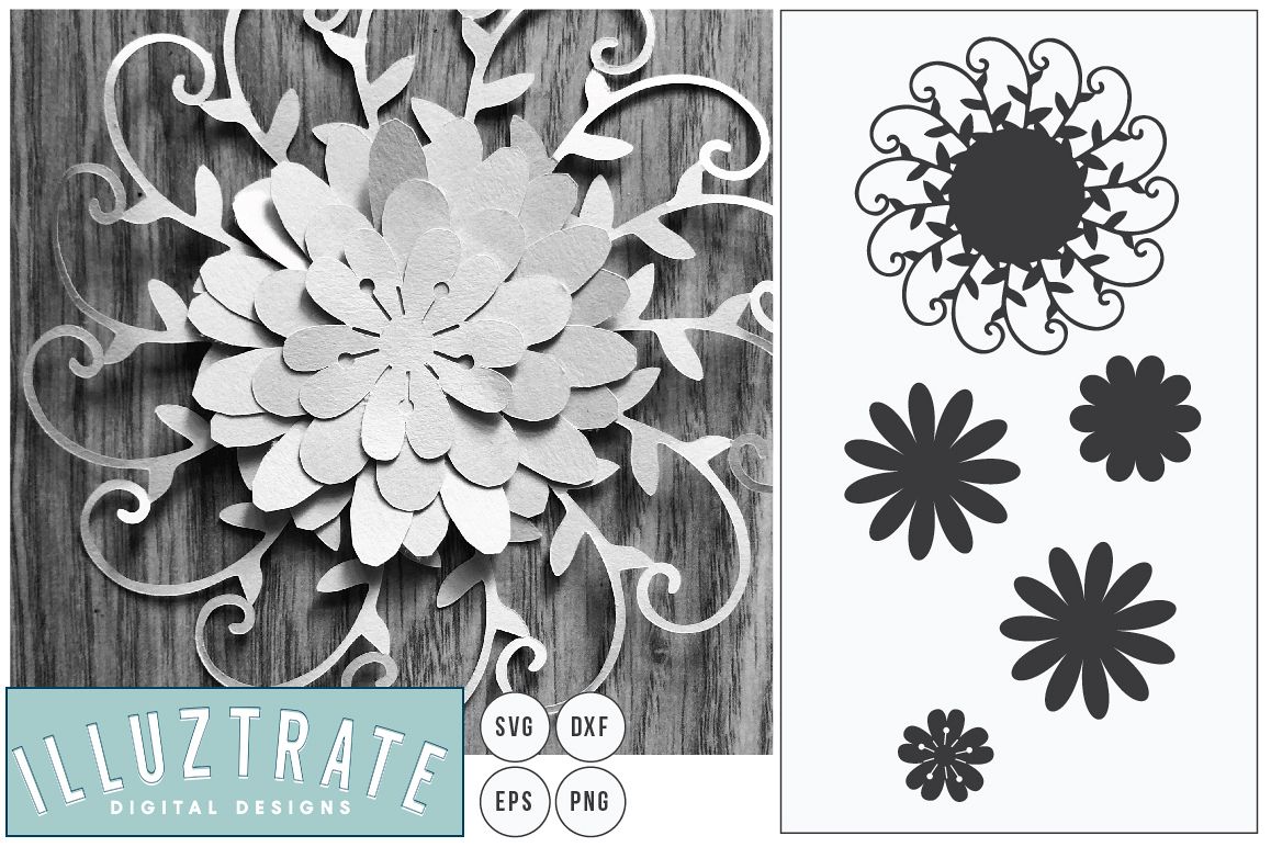 Layered Flower SVG Cut File | Paper Cutting Template example image 1