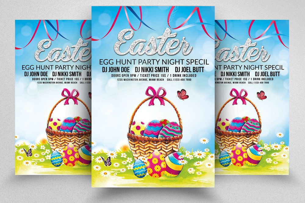 Easter Egg Psd Flyer Print Template example image 1