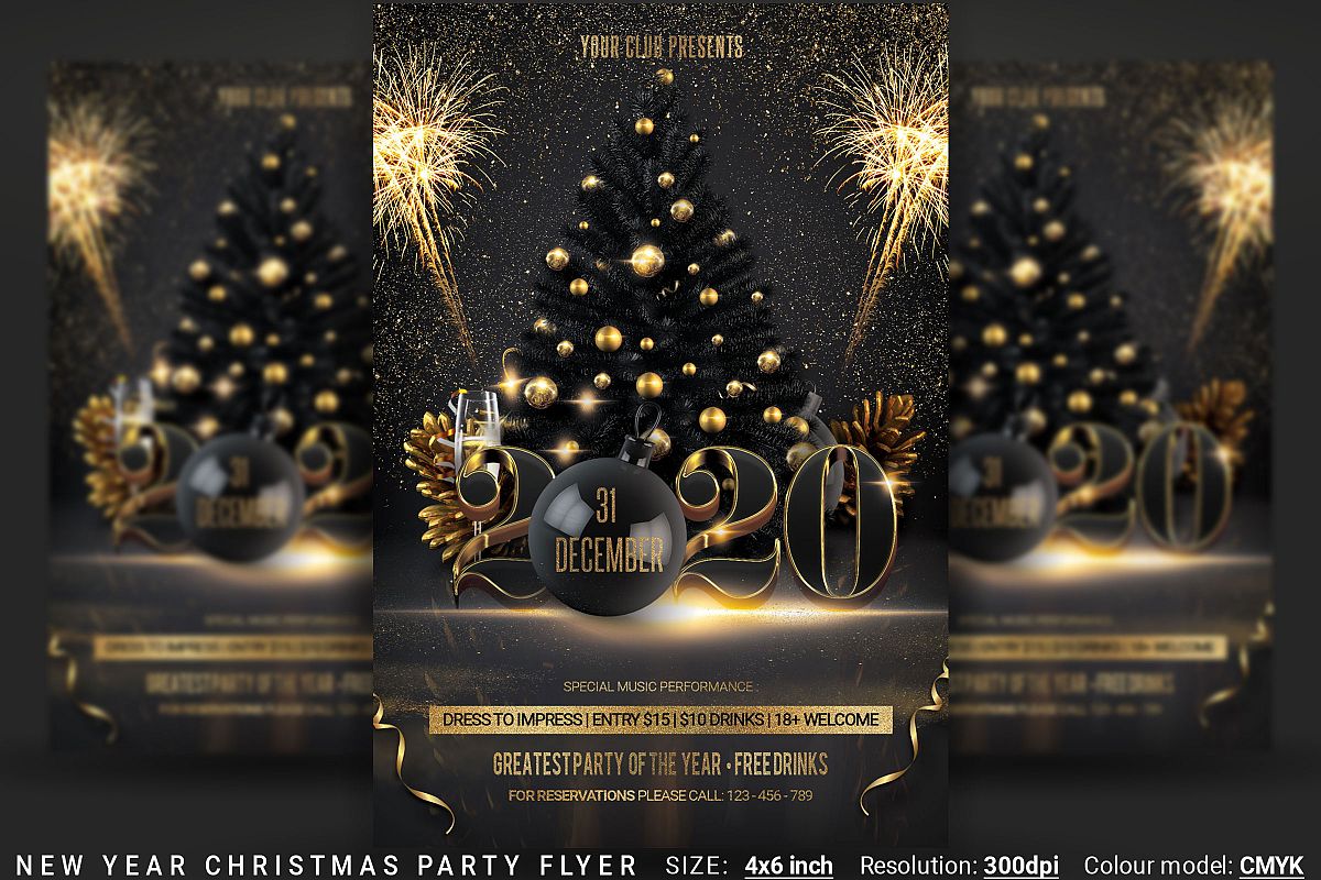 New Year Christmas Party Flyer example image 1