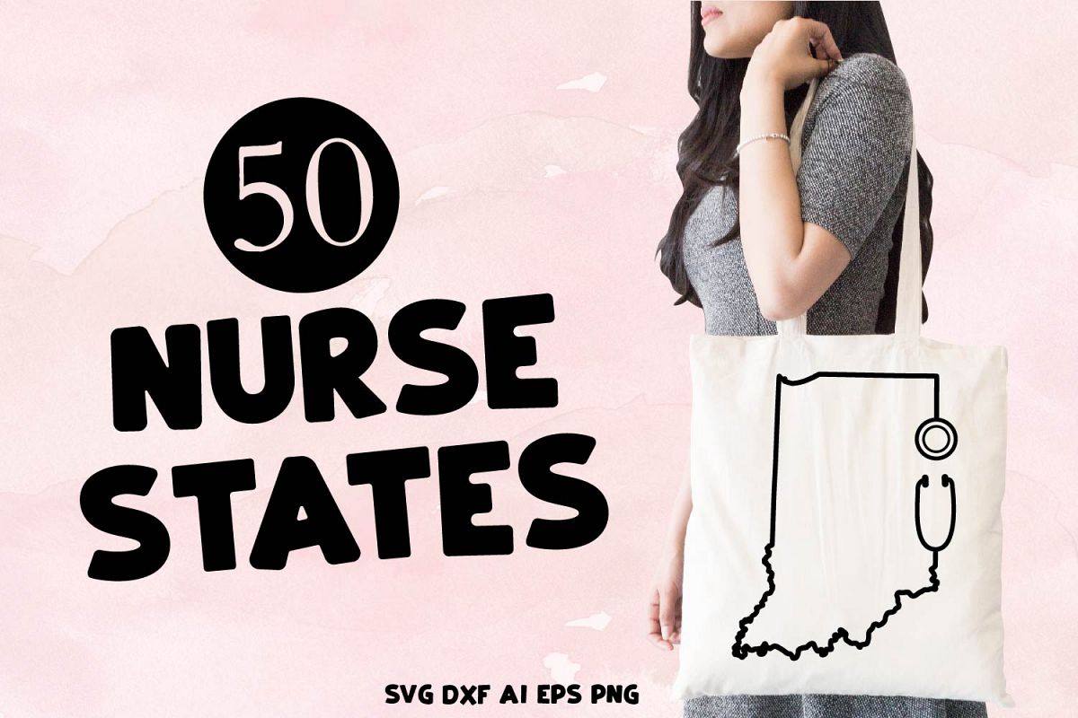 Nurse States - A Stethoscope Outlined State Bundle example image 1