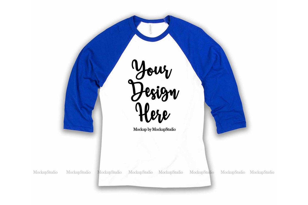 Download Royal Blue Raglan Jersey Tee On White Background Mockup ...