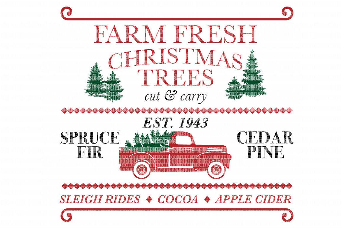 Download Farm Fresh Christmas Trees Red Truck SVG Files Cut Files ...