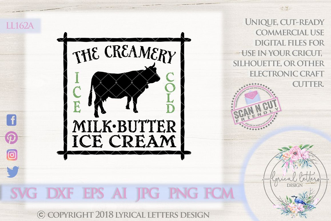 The Creamery with Cow Farmhouse SVG Cut File LL162A example image 1