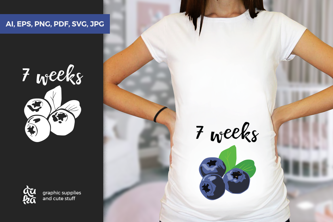 Pregnancy Week by Week SVG Cut Files - Blueberry example image 1