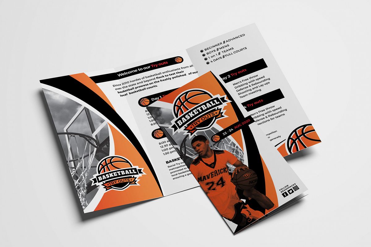 Basketball Tri-Fold Brochure Template example image 1