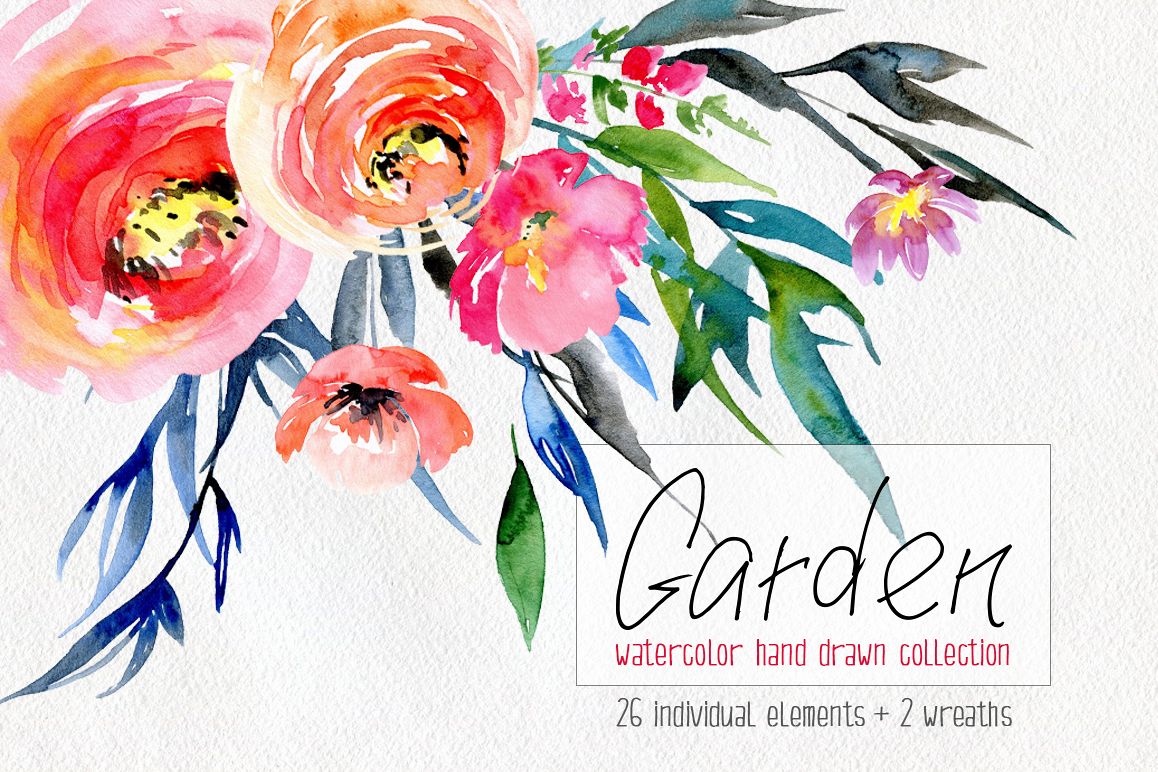 Watercolor flowers collection example image 1