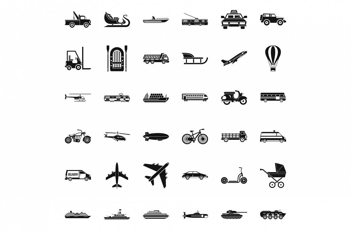 Great transport icons set, simple style example image 1