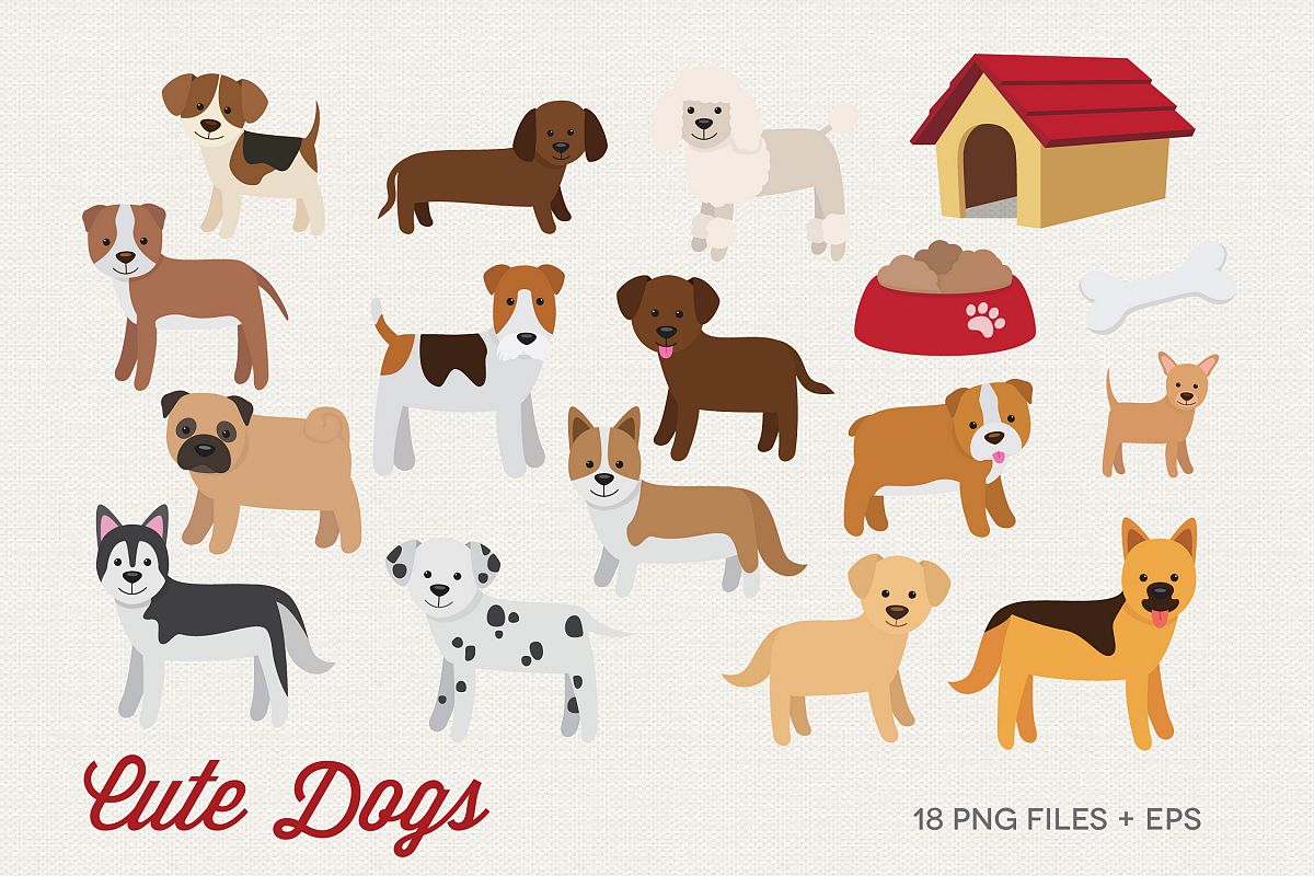 Cute Dogs Clipart example image 1