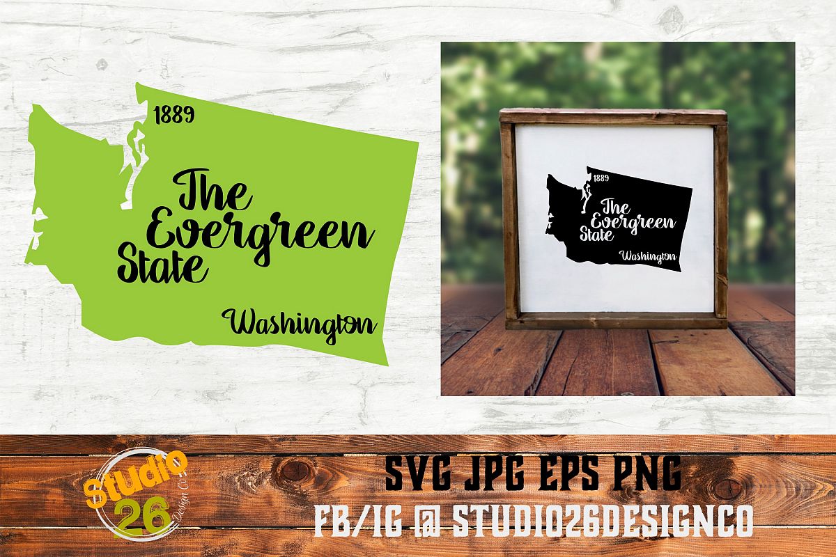Washington - State Nickname & EST Year - 2 Files - SVG PNG example image 1