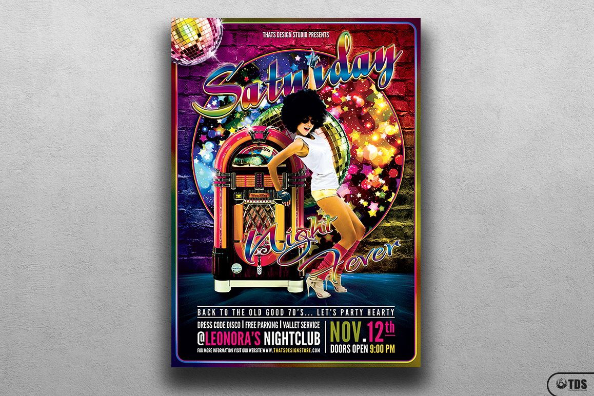 Saturday Night Fever Flyer Template example image 1