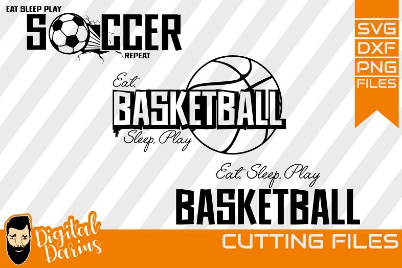 3x Eat Sleep Play SVG, Ball Svg, Hobby dxf, Basketball svg example image 1