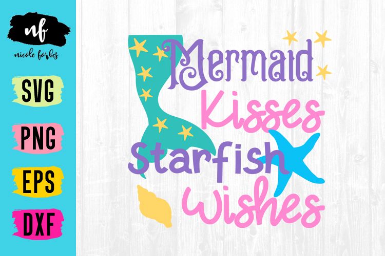 Mermaid Kisses SVG Cut File example image 1