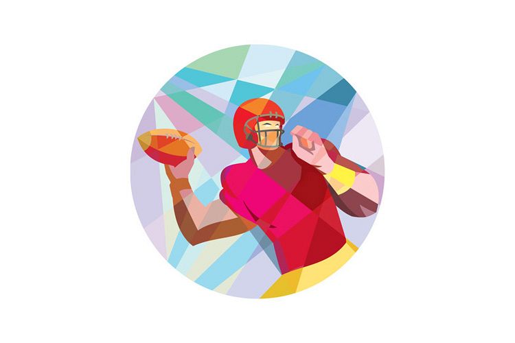 American Football Quarterback QB Low Polygon example image 1