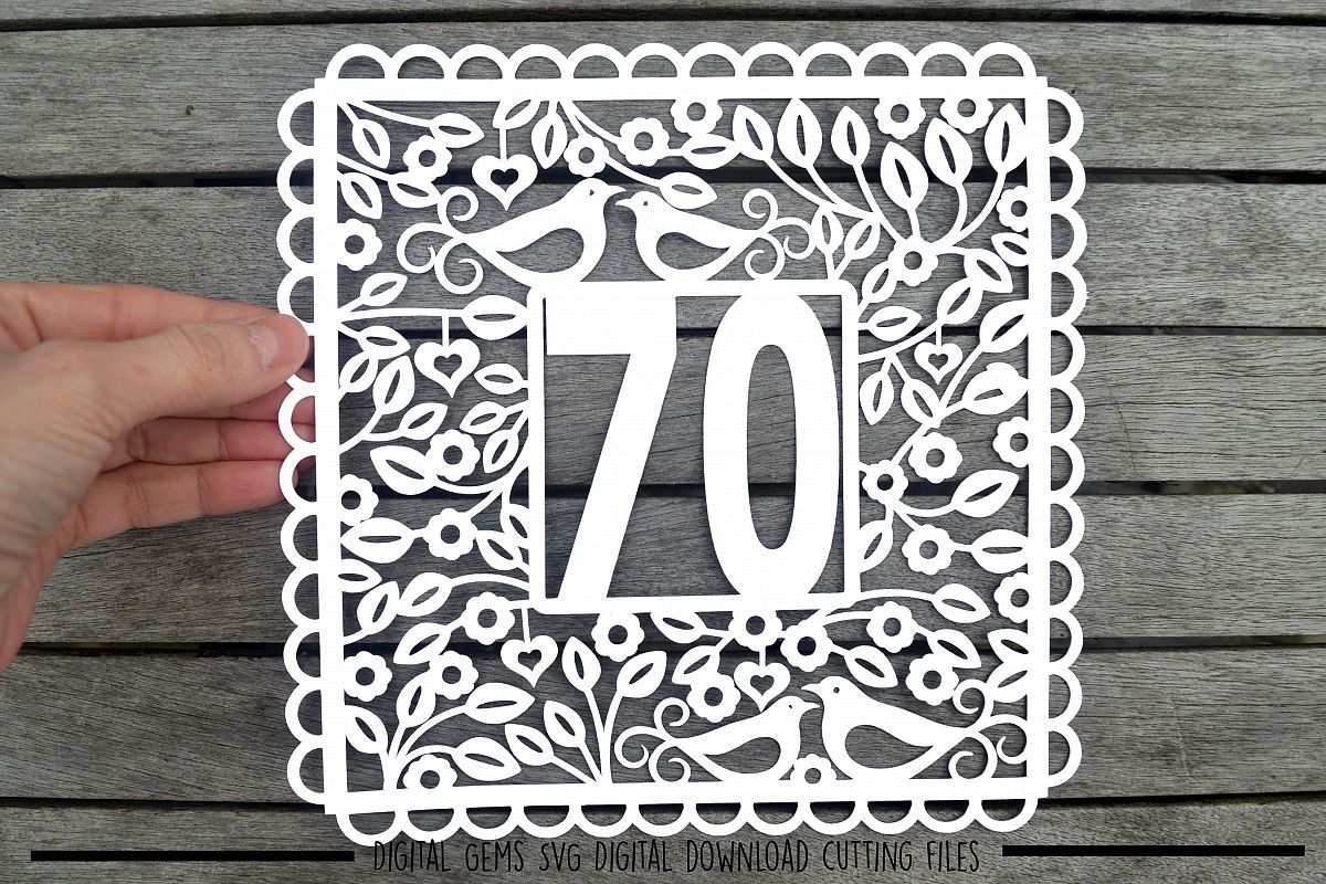 Number 70 paper cut SVG / DXF / EPS files example image 1