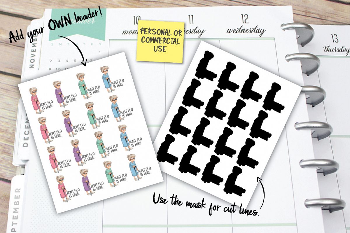 Aunt Flo Planner Stickers example image 1