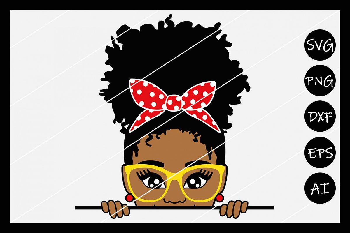 African American Afro Girl Puff SVG, Silhouette Cameo, Cut example image 1