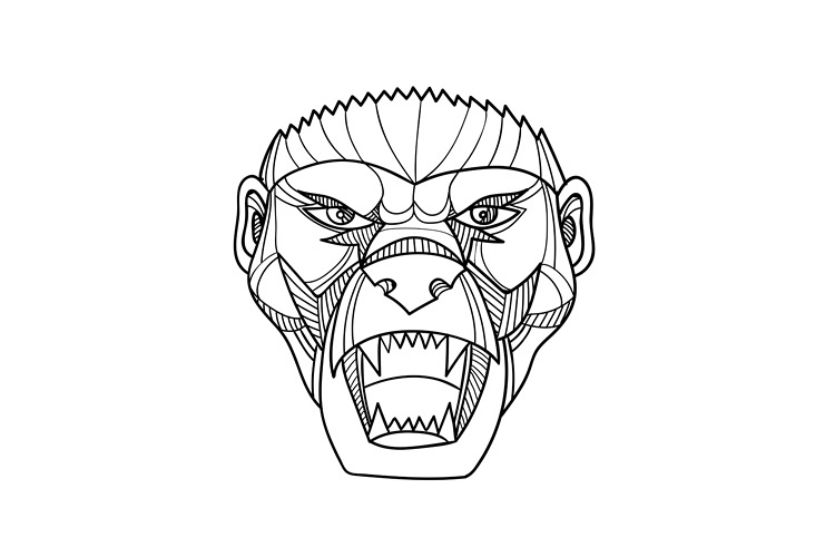 Honey Badger Head Monoline example image 1