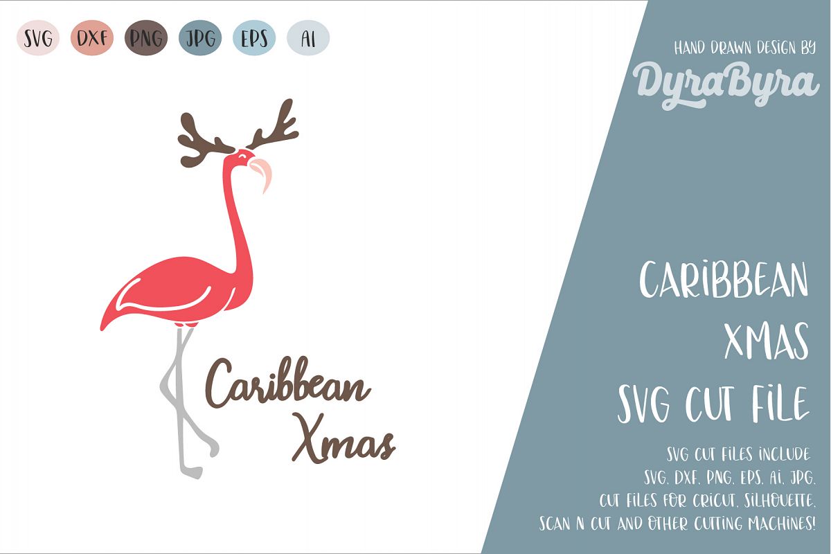 Caribbean Xmas SVG / Flamingo Christmas SVG / Xmas Cut File example image 1