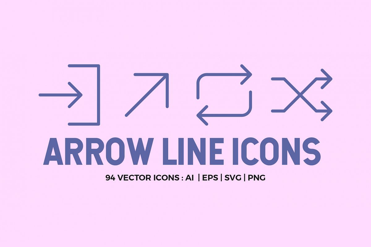 94 Arrow Line Icons Pack example image 1