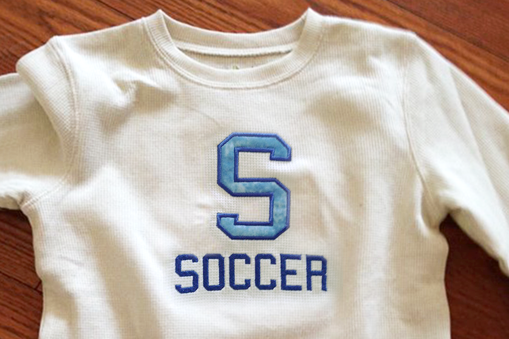 S for Soccer Applique Embroidery Design example image 1