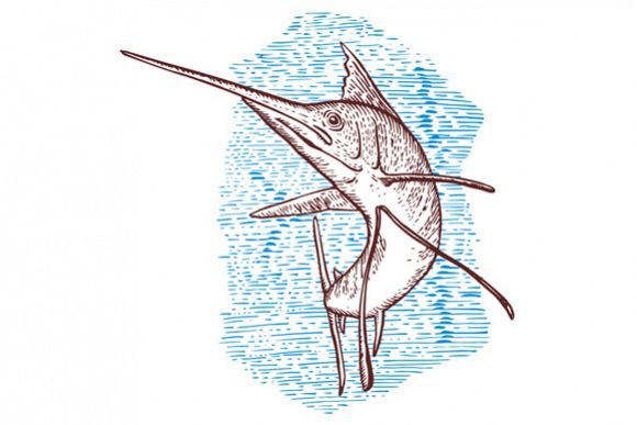 Sailfish Fish Jumping Sketch example image 1