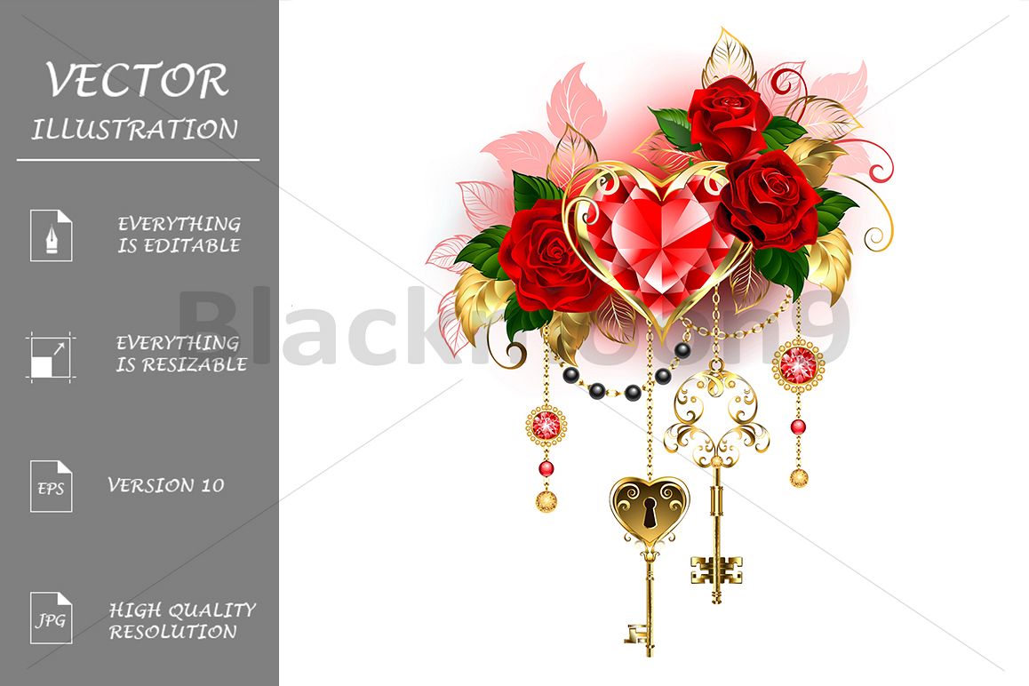 Ruby Heart with Roses example image 1
