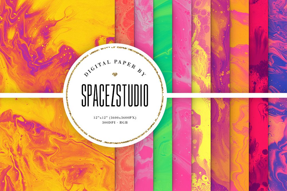 Colorful Liquid Ink Backgrounds - Wet Paint Digital Paper example image 1