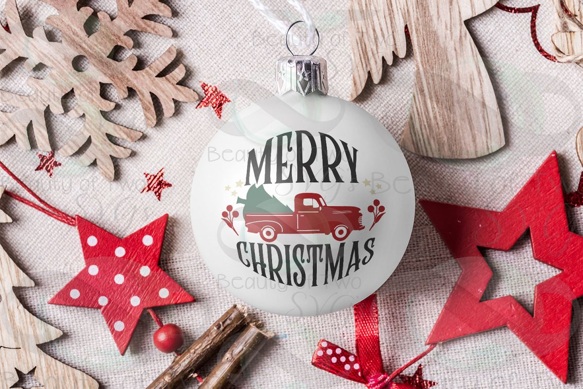 Download Merry Christmas Ornament Red Vintage Truck svg Christmas svg (367974) | SVGs | Design Bundles