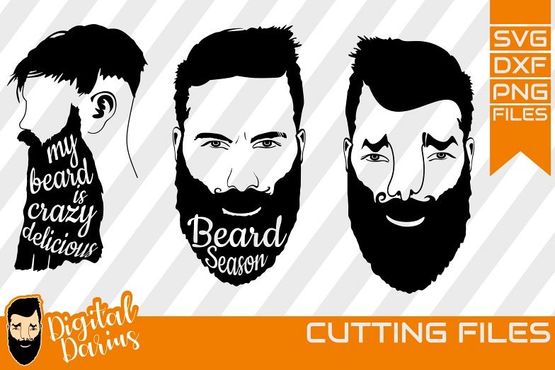 3x Beard Season svg, Man face SVG, Man svg, Long beard file example image 1