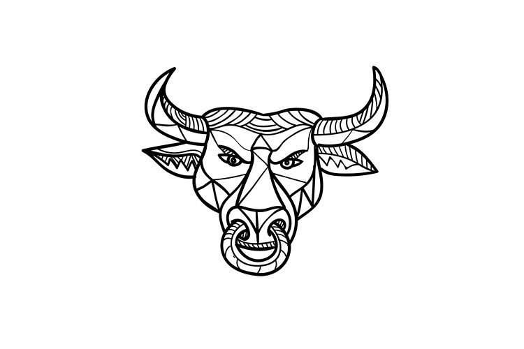 Texas Longhorn Bull Head Mosaic example image 1