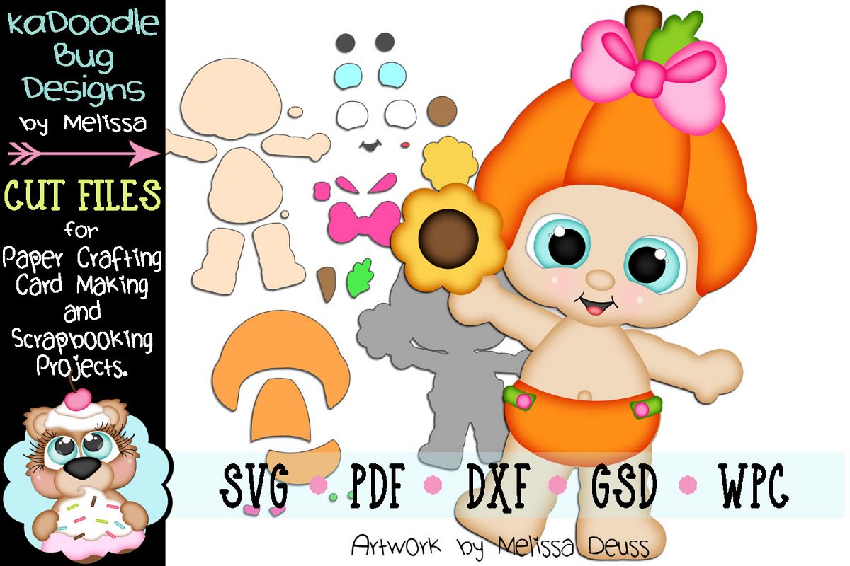 Fall Sunflower Pumpkin Girl Cut File - SVG PDF DXF GSD WPC example image 1