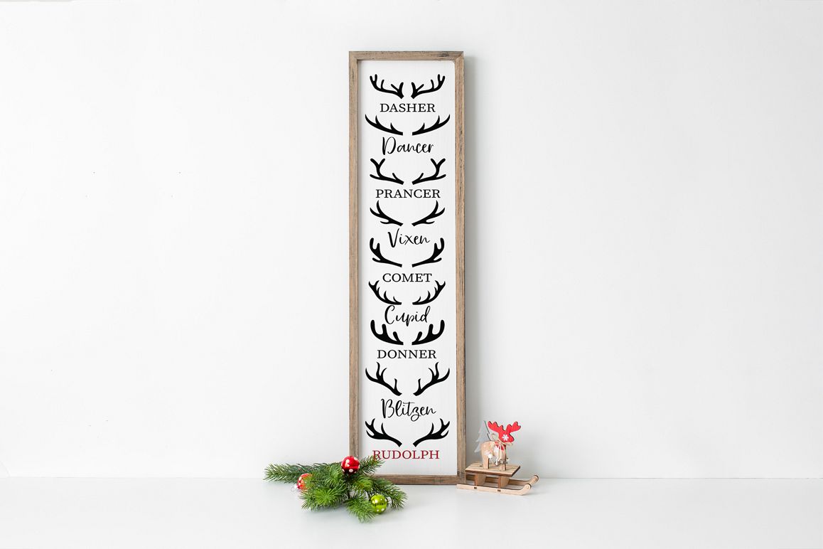 Vertical Christmas Front Porch Sign SVG- Reindeer SVG (376483) | SVGs