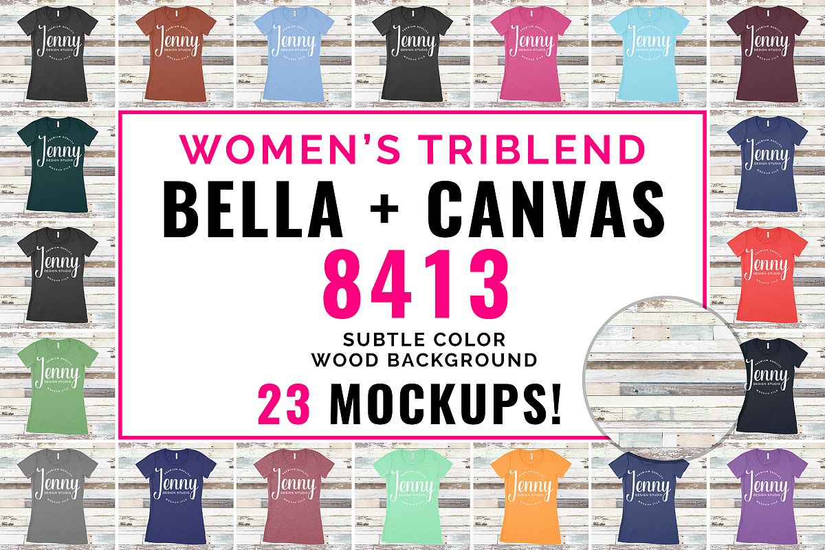 Bella Canvas 8413 Mockup Bundle, Triblend Tshirt Mockup example image 1
