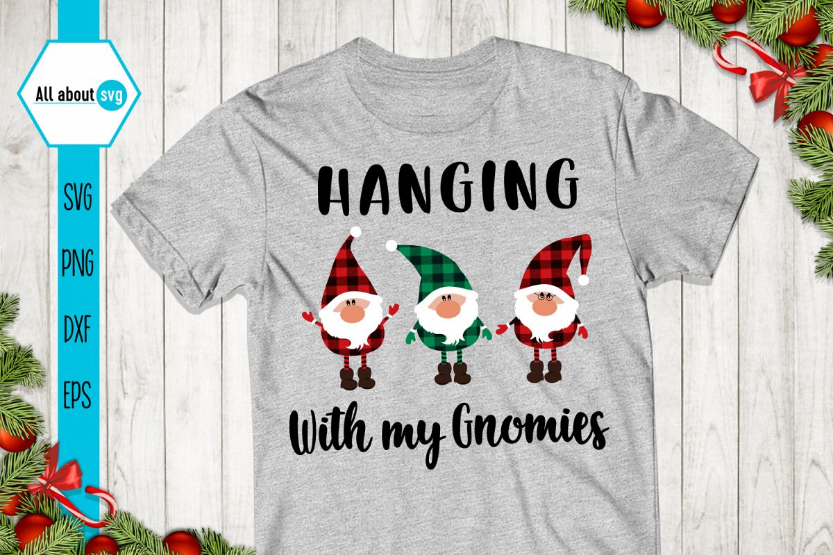 Hanging With My Gnomies Buffalo Plaid Svg example image 1