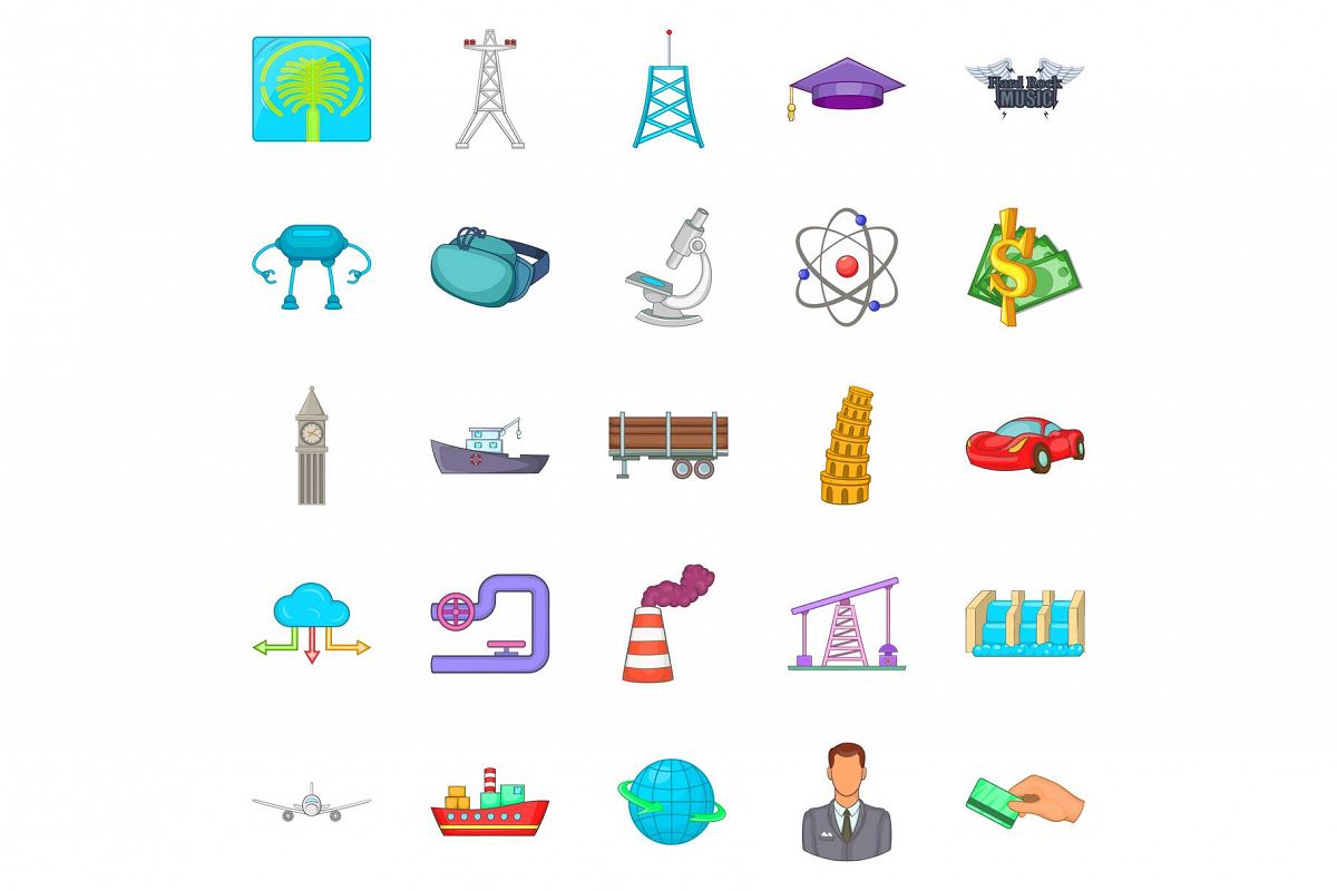 Screw icons set, cartoon style example image 1