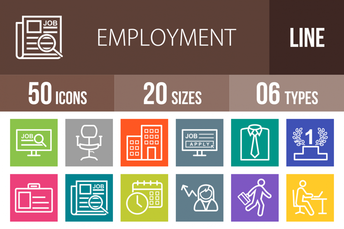 50 Employment Line Multicolor B/G Icons example image 1