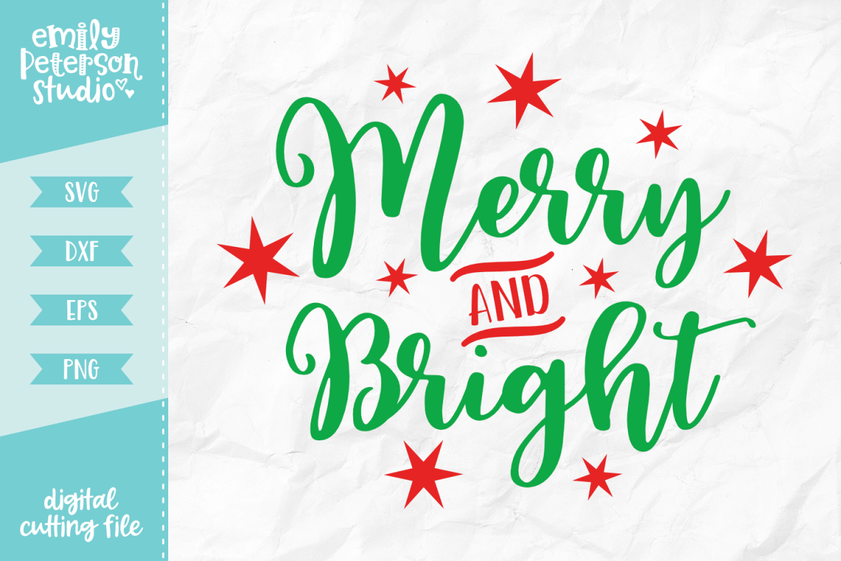 Merry and Bright SVG DXF EPS PNG example image 1
