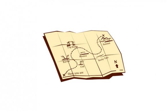 Map of Trail with X Marks The Spot Woodcut example image 1