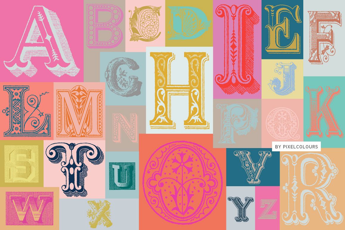 Antique Ornaments Alphabet Font example image 1