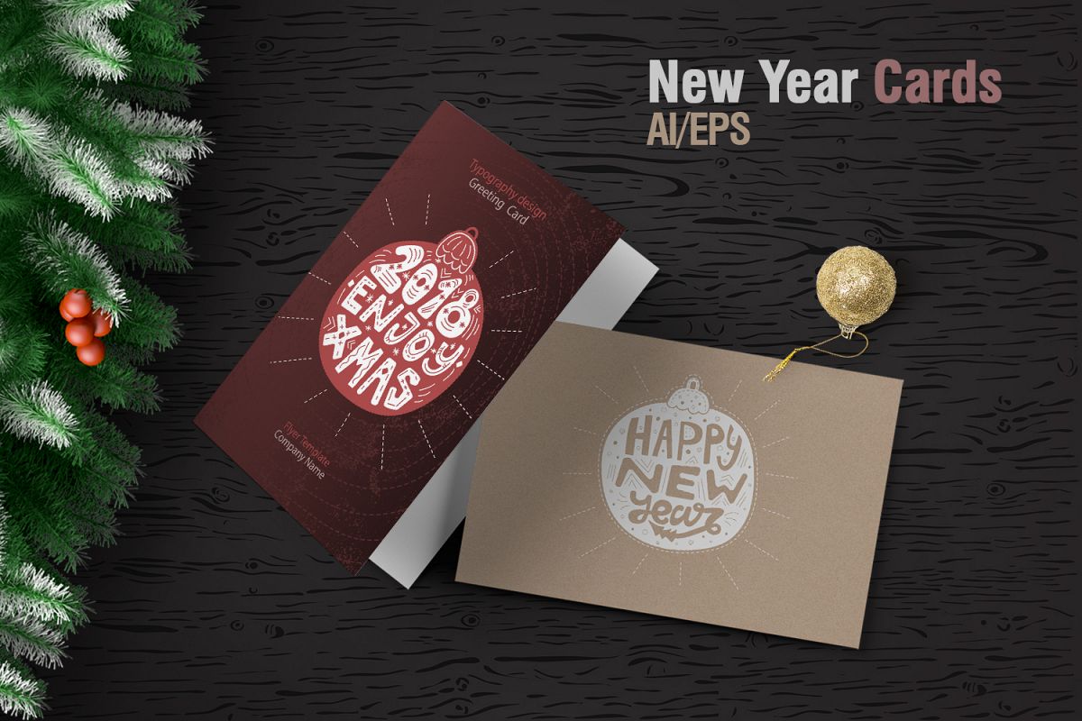 New Year cards&Typography example image 1