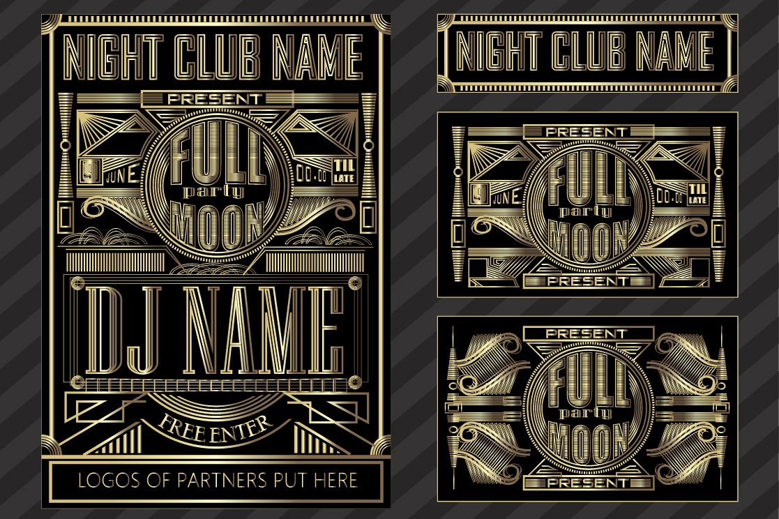 Fullmoon party art deco design. example image 1