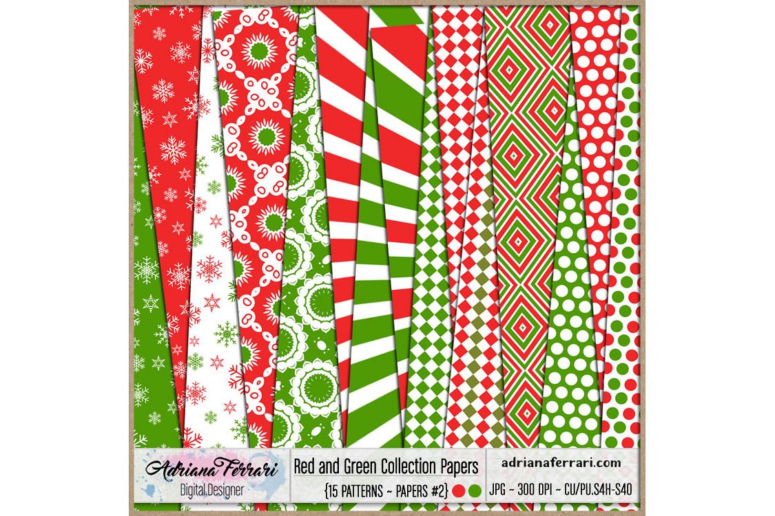 Red and Green Collection Papers 2 example image 1