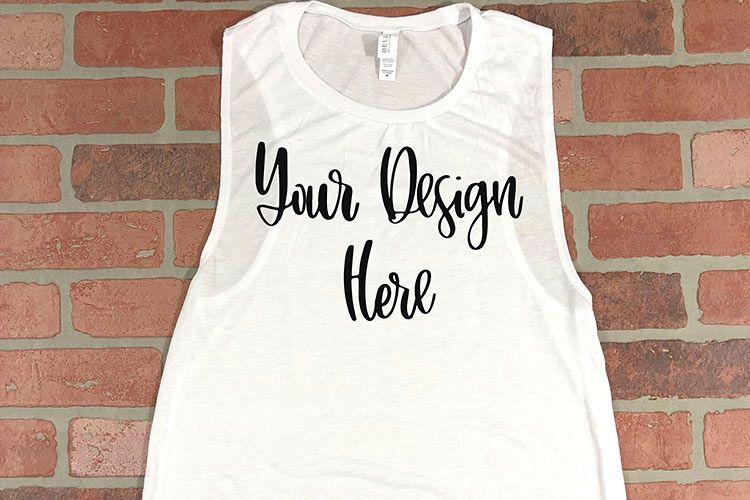 Bella 8803 White Flowy Muscle Tank Top Mockup Photo example image 1