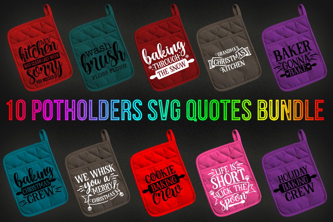 Pot Holder Bundle | Pot Holder Svg |Christmas Svg|10 Designs example image 1