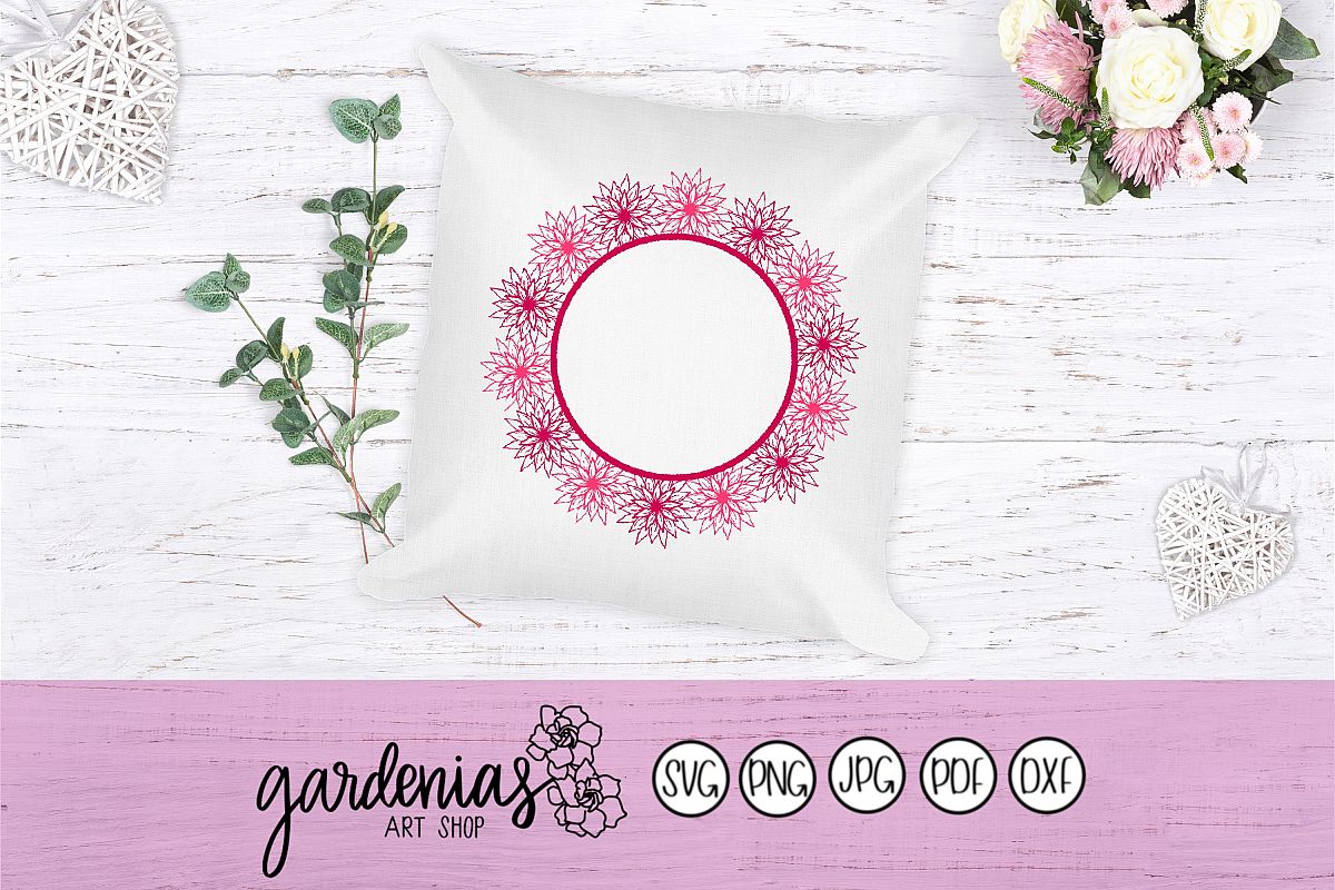 Flower Frame SVG | Flower Border Cut File | Flower Wreath example image 1