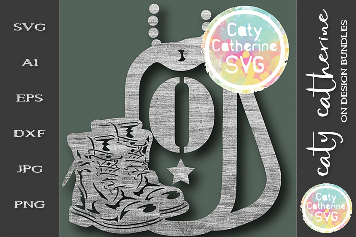 Letter O Military Dog Tags And Boots Monogram SVG Cut File example image 1