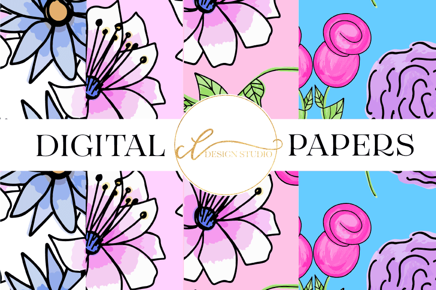 Floral Surprise Digital Papers example image 1