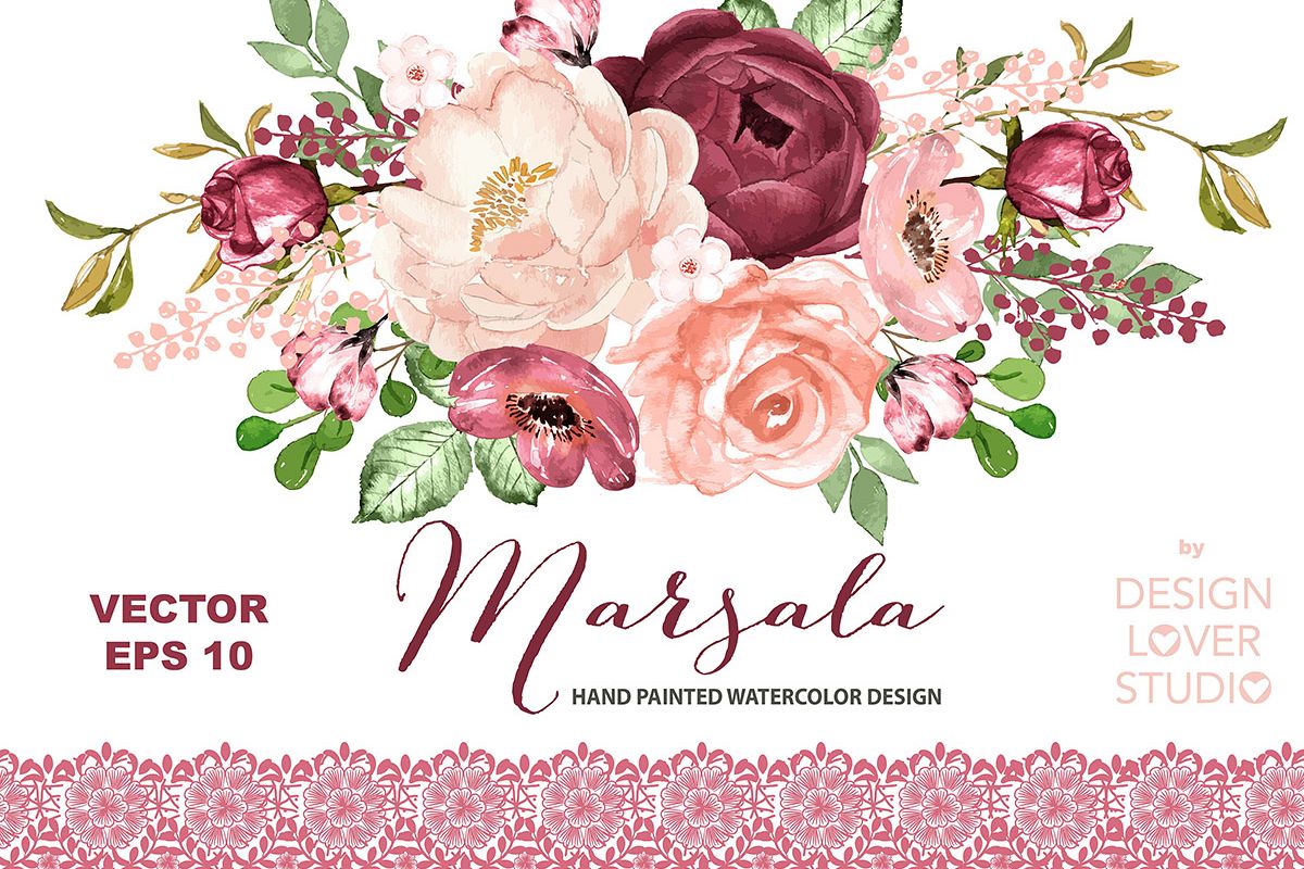 Download Vector Watercolor MARSALA Dreams design