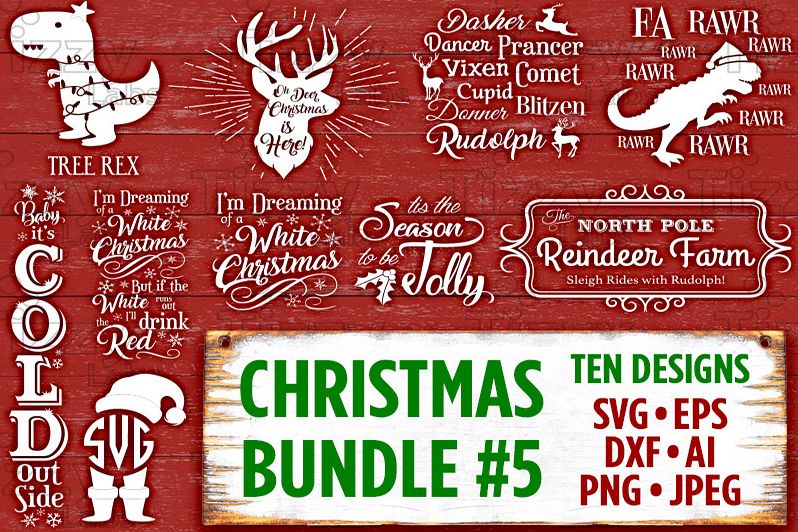 Download Christmas Bundle 5 SVG Files - Svg Files for Cricut Christmas Svg Files for Silhouette Christmas ...