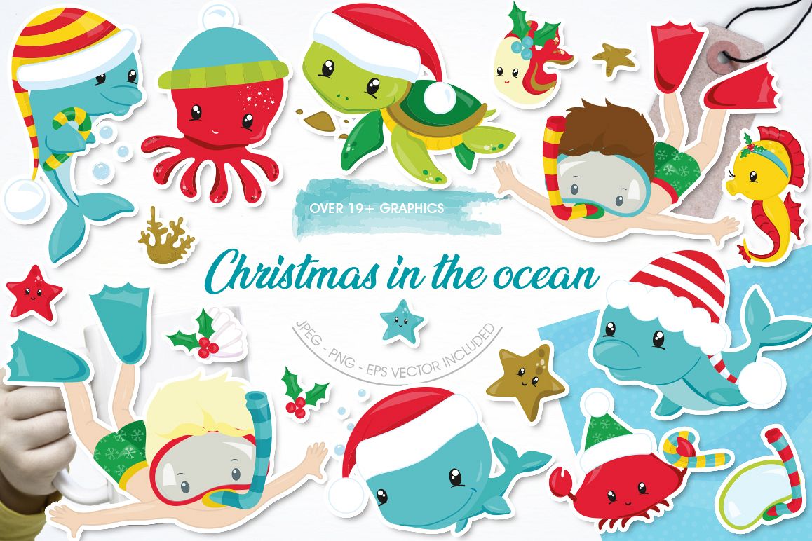 Christmas underwater graphics and illustrations example image 1